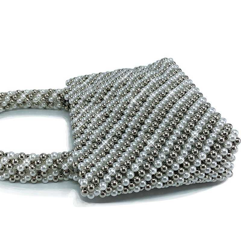 Pearl bead dinner gown diagonal cross single room bag