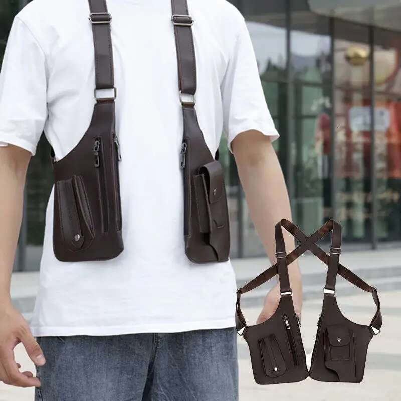 Multifunction Crossbody Tactical Storage Holster Shoulder Bags Men Anti-theft Chest Leather Outdoor Sports Hunting Bag