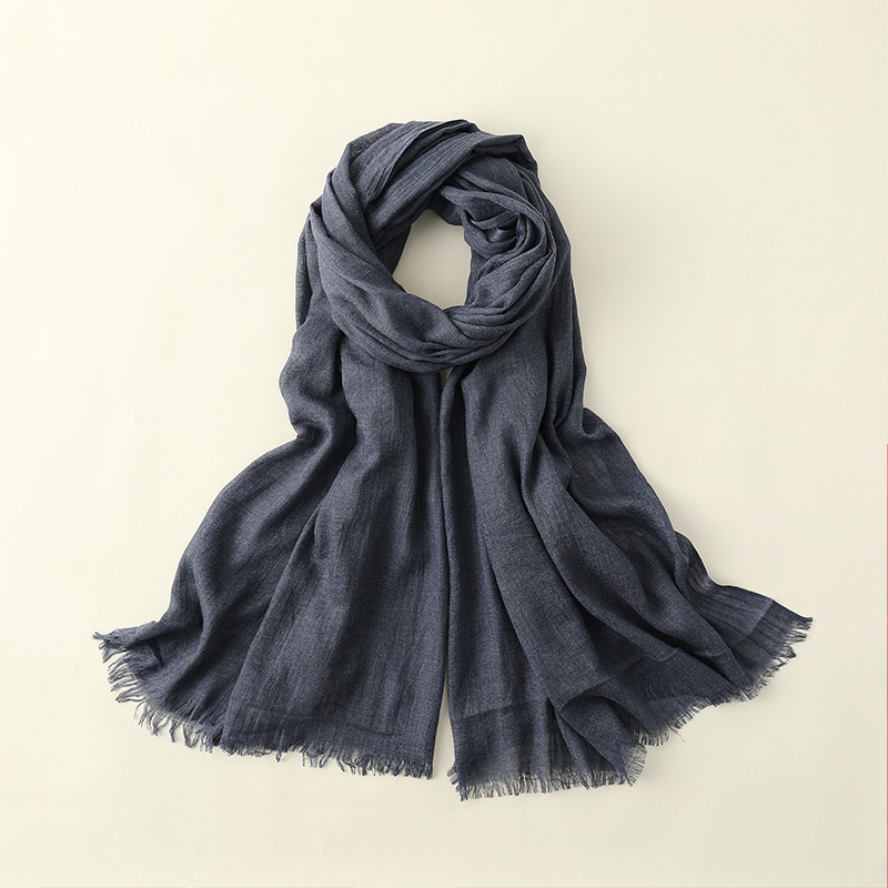 K704 2025 Spring and Summer New Silk Scarf Women Fashion Sun Protection Sun Shade Beach Long Scarf Pure Color Cotton and Linen Silk Scarf Scarf Wholes