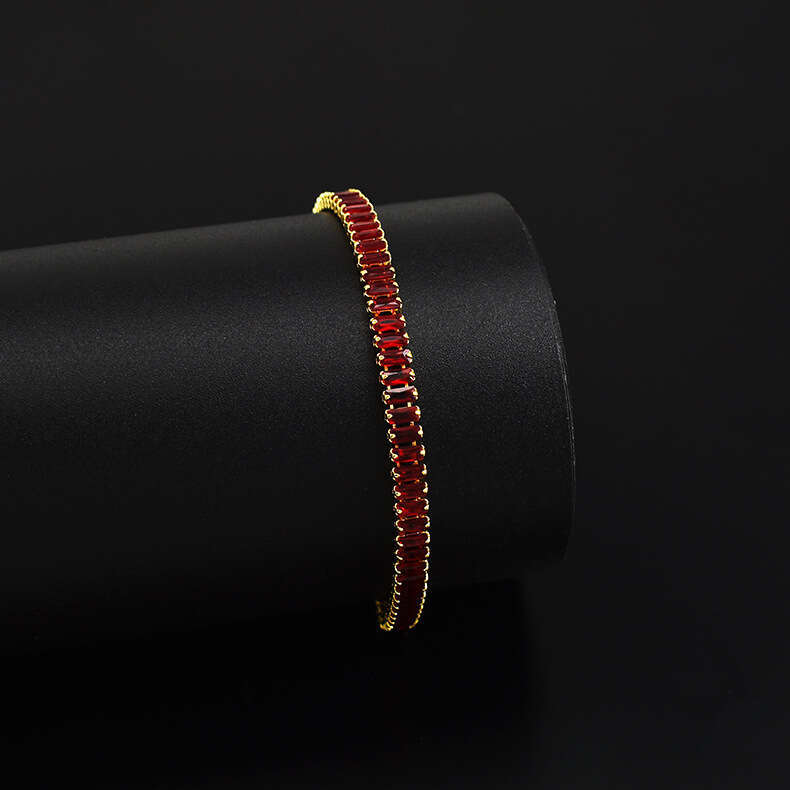multicolored rectangular zircon beads bracelet with a dazzling full dia design