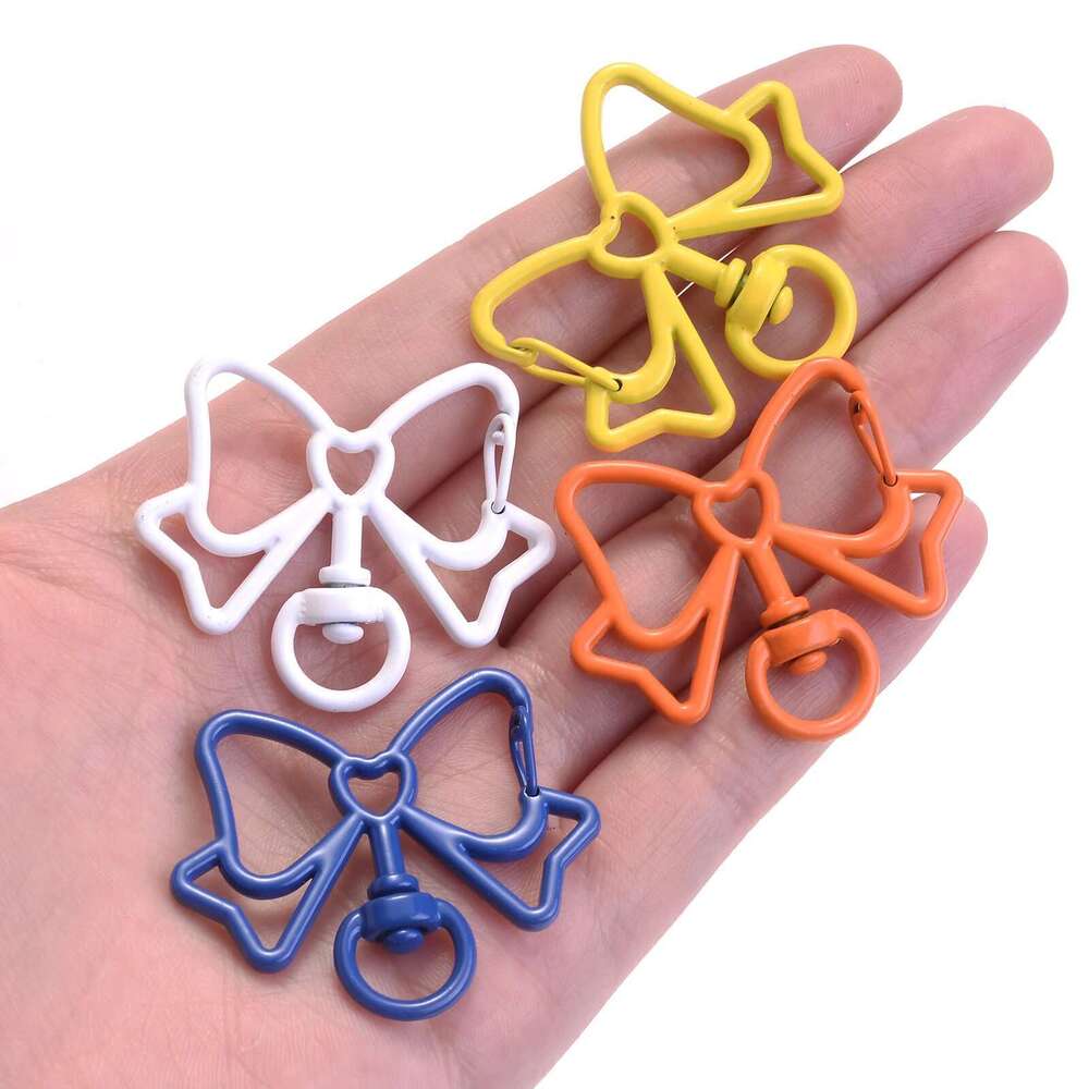 5Pcs 33X39mm Bowknot Shape Spring Lobster Metal Mix Keychain Clasps Hook For Diy Keyring Bag Doll Pendant Jewelry