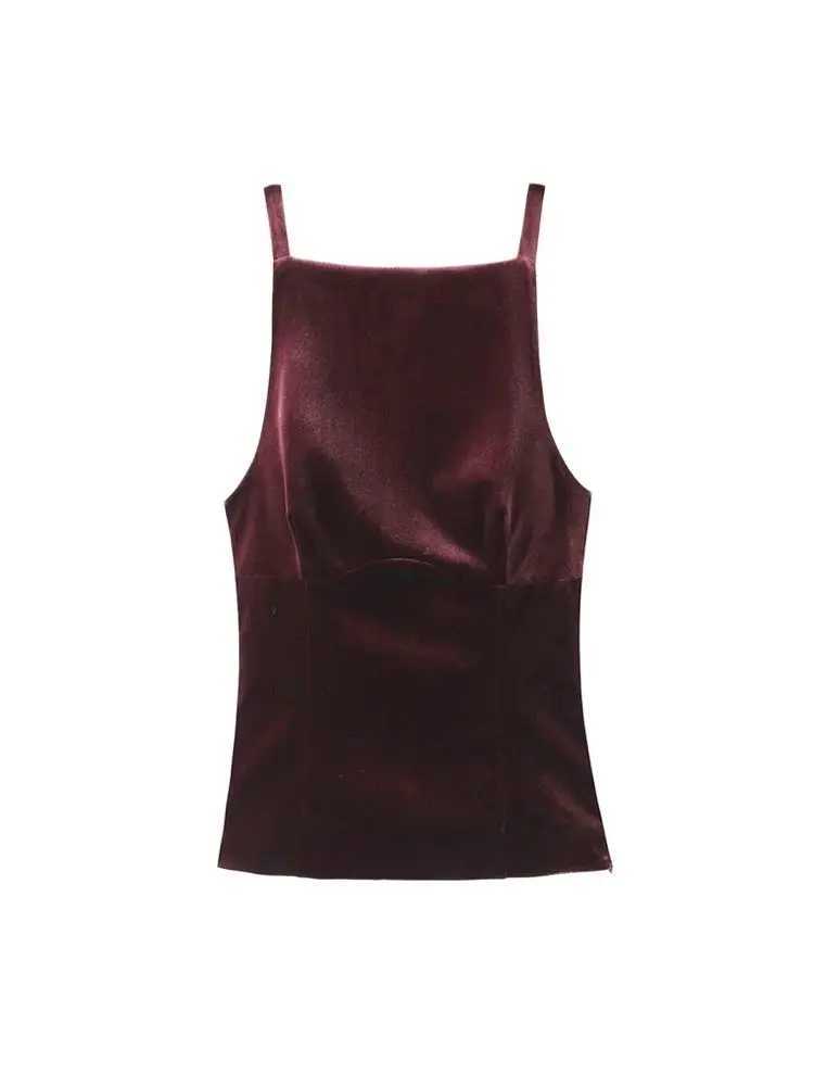 TRZA-Womens Strappy Tank Tops with Back Bow Straight Neck Side Zipper Female Camis Sexy Fashion M250513