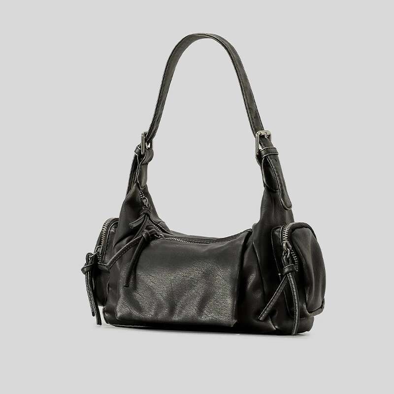 Vintage Armpit For Punk Women Handbags Retro Washed Pu Leather Shoulder Crossbody Bags Y2k Small Motorcycle Bag 2024