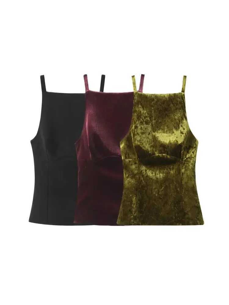 TRZA-Womens Strappy Tank Tops with Back Bow Straight Neck Side Zipper Female Camis Sexy Fashion M250513