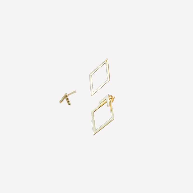 Retro Minimalist Geometric Square Detachable Triangles Stud Earrings for Women Fashion Jewelry Accessories Party Gifts Y250510