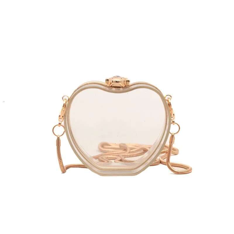 Shaped Women's Love Chain Diagonal Straddle Gold Lock Buckle Transparent Shoulder 2025 Summer New Crossbody Bag