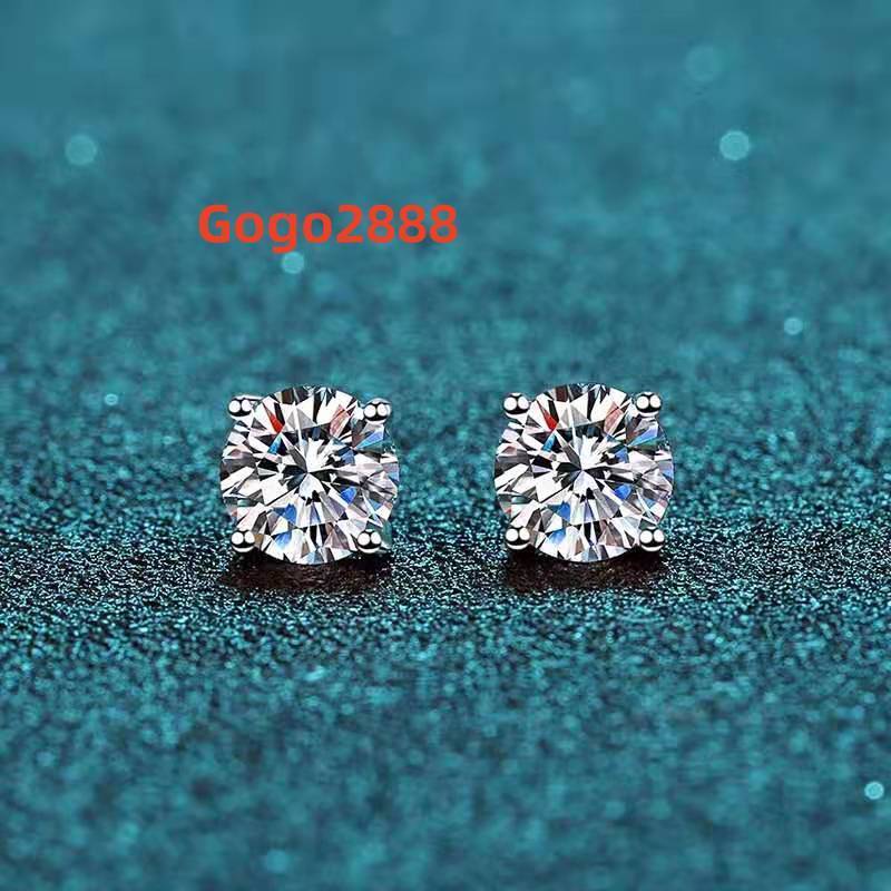 New Designer Earrings with 1 Ct Moissanite 925 Sterling Silver Earring with 18k Gold Plated for Women Wholesale in Stock Hip Hop