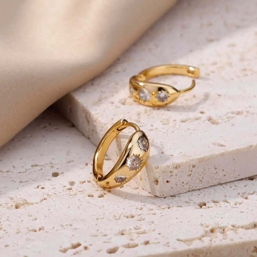 Heart Shaped Colored Zircon Earrings for Women Luxury Stainless Steel Hoop Earrings 2023 Trend Romantic Aesthetic Jewelry earrings Y250510