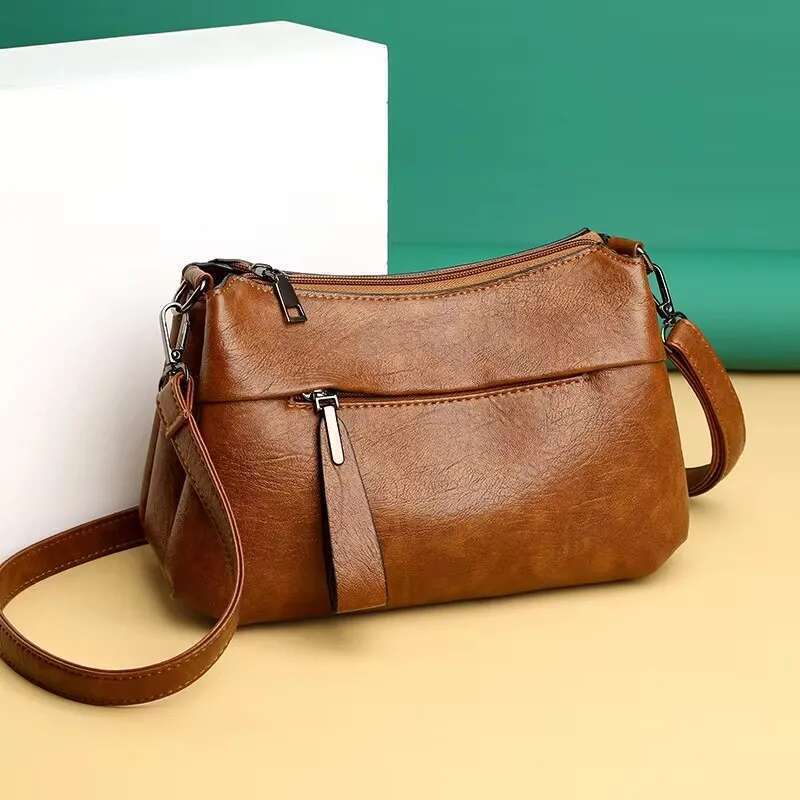 New Shoulder Purse Fashion Atmosphere Crossbody Messenger Women's Large-Capacity Mother Handbag Soft Leather Bag