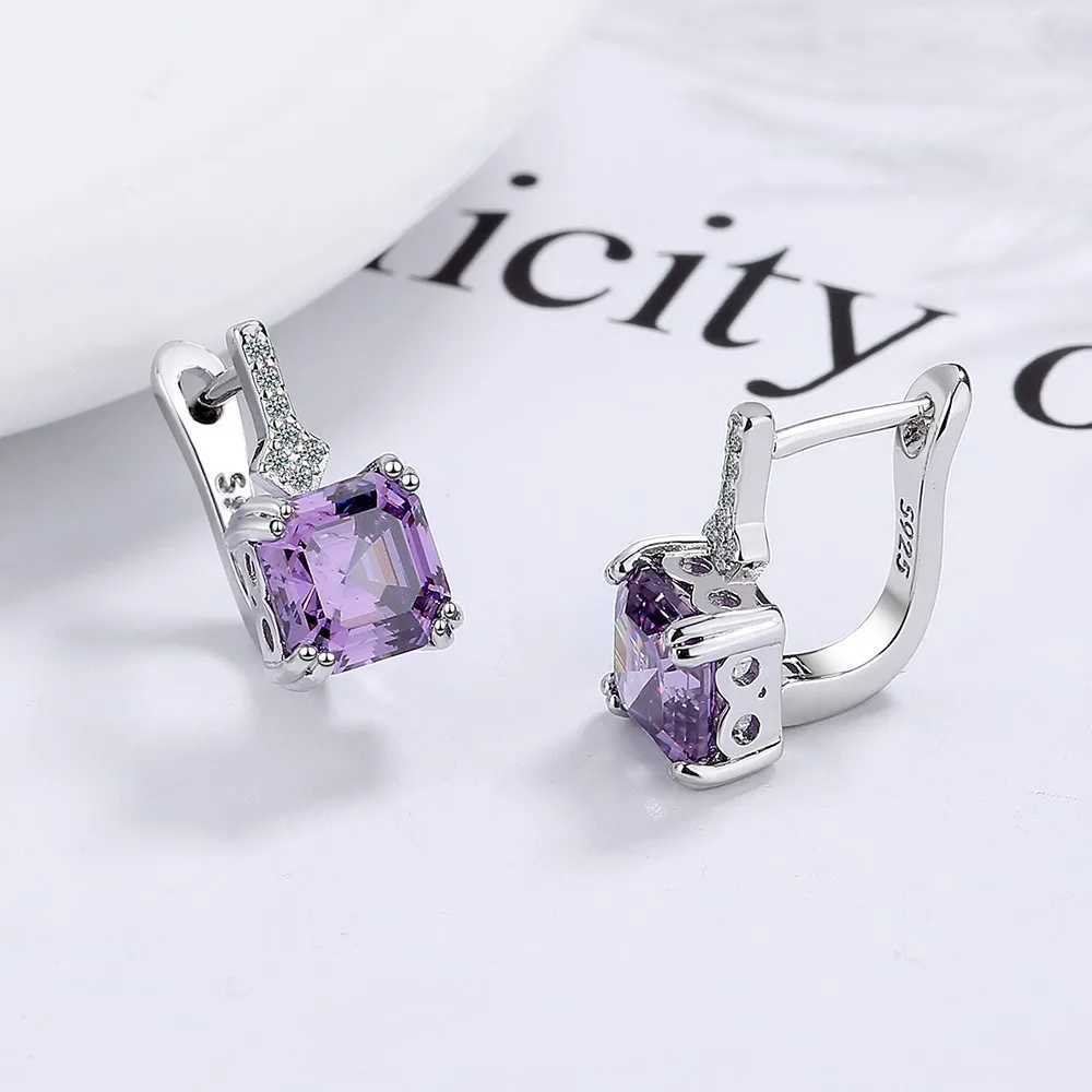 Silver Color Square Zircon Earrings for Women Girl Simple Korean Fashion 925 Silver Needle Ear Buckles Earring Trendy Jewelry Y250510