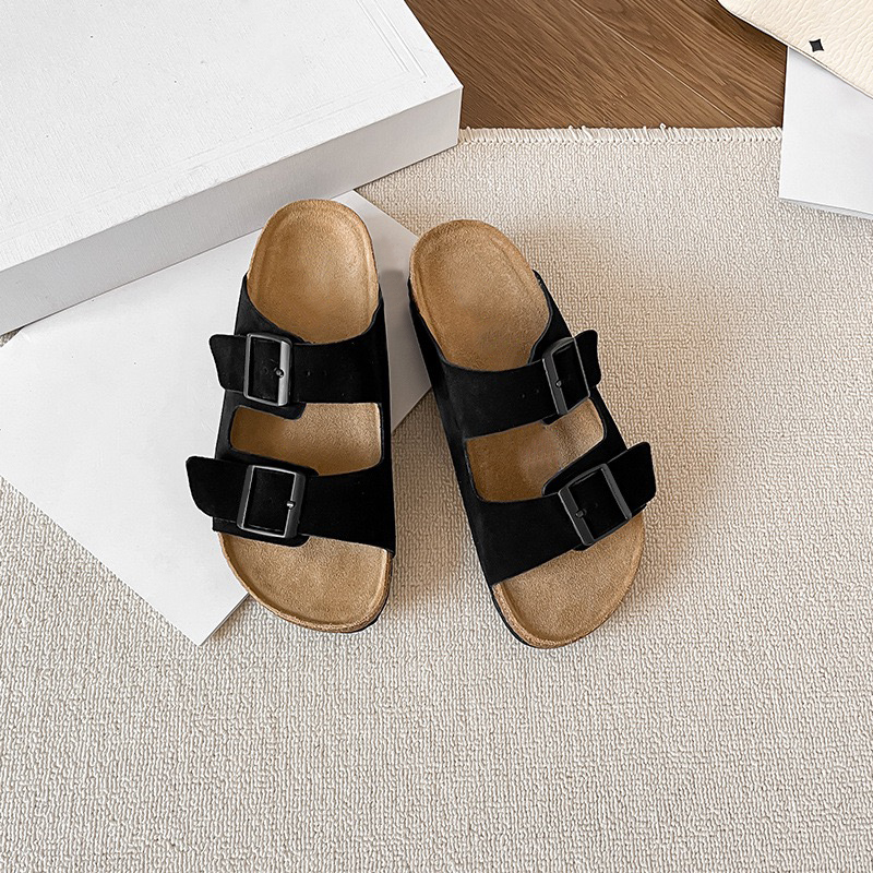 Kidmi New hot Double Button Cork Suede Mens Outdoor Beach Skating Sandals Z250401