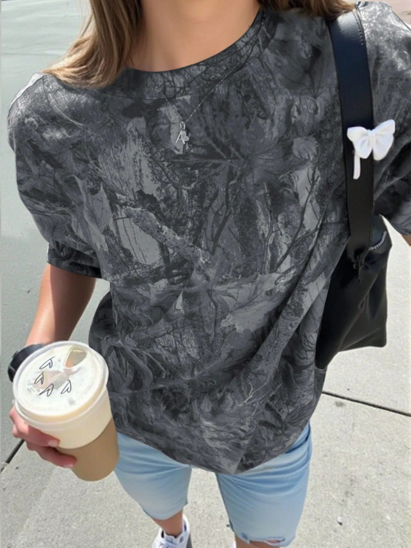 Y2K WomenS TShirt Round Neck Full Body Printed Loose Short Sleeved Fashionable Casual Retro Clothing Trend Women Top Tee 250513