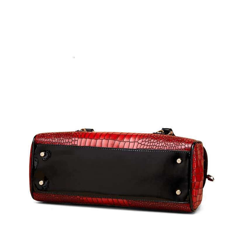 Aidrani New women's crocodile patterned large handbag, fashionable red bag, made of cowhide material