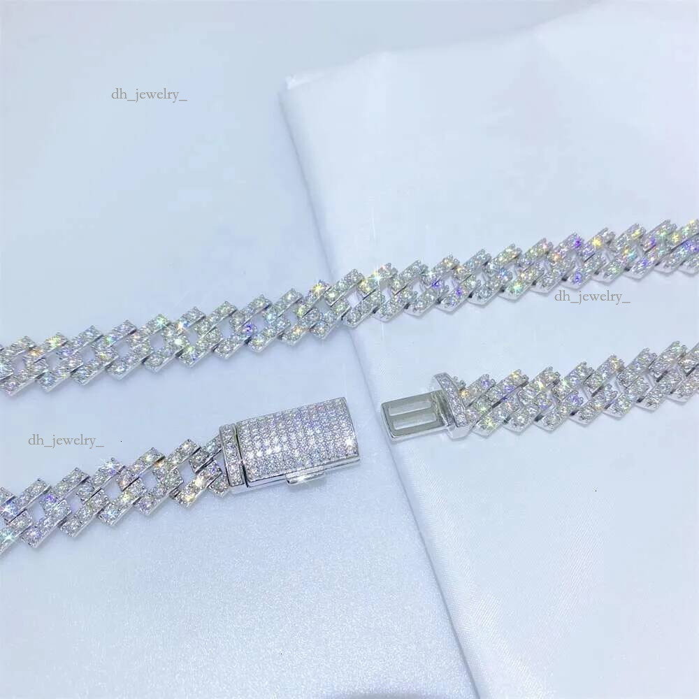 Bussdown Thick 8mm 10mm 13mm Solid Sier Iced Out Vvs Moissanite Chain Cuban k Bracelet