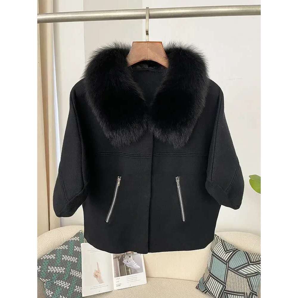 OFTBUY Autumn Winter Real Fox Raccoon Fur Collar Coat Knitted Sweater Women Short Sleeve Jacket Thick Warm Outerwear Streetwear Designer Designer