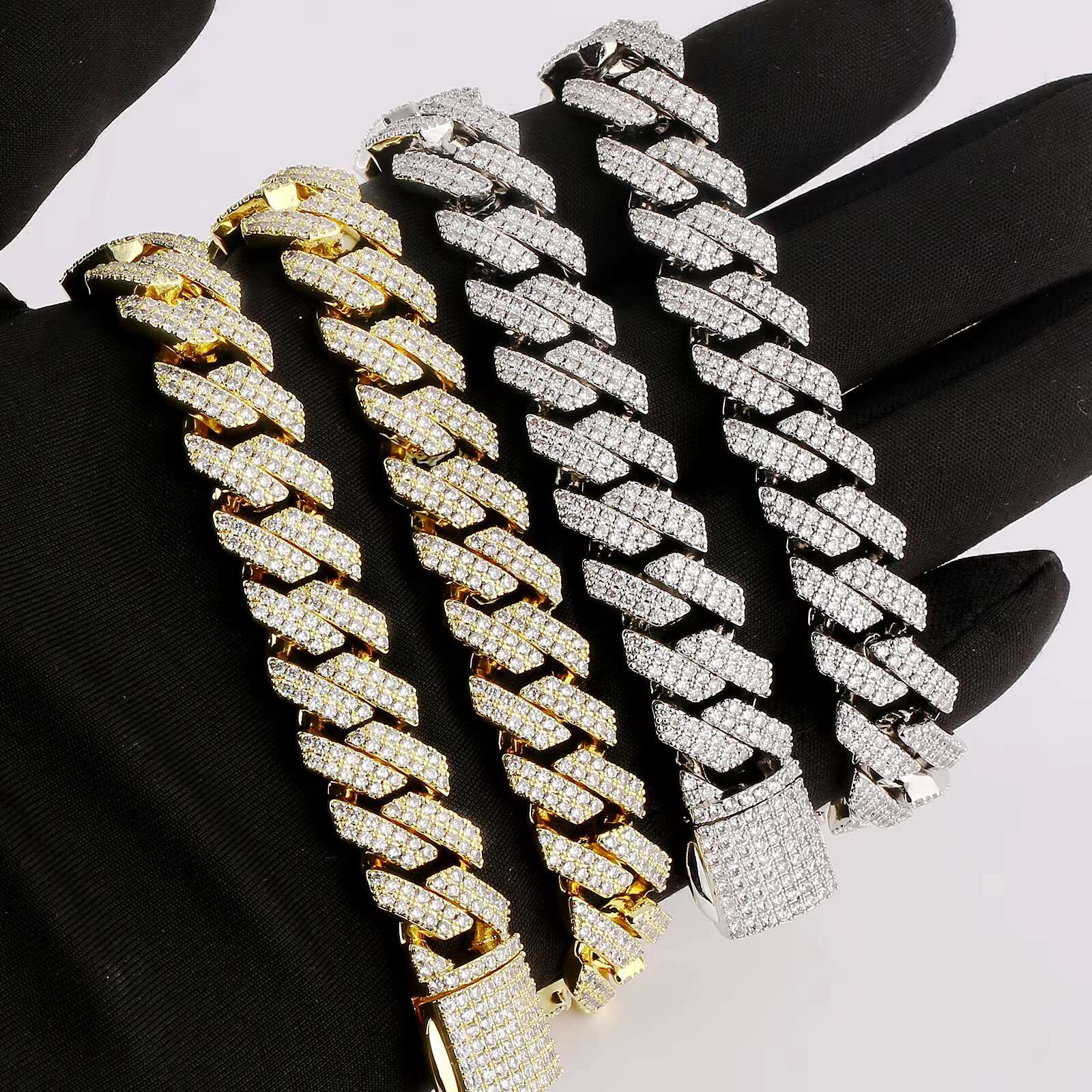 12MM Link Chain 14K Gold Plated Cubic Zirconia Hip Hop Fine Jewelry Gift Mens Iced Out Miami Cuban Necklace for Men Women