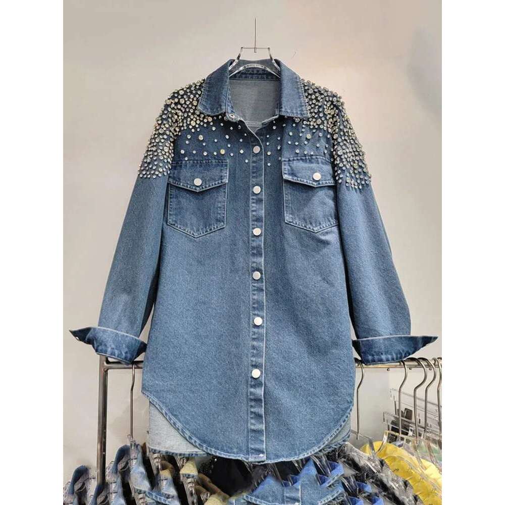 DEAT Fashion Dias Loose Denim Shirts Coat For Women Autumn Trendy New Lapel Long Sleeve Pockets Jacket Females 29L7920