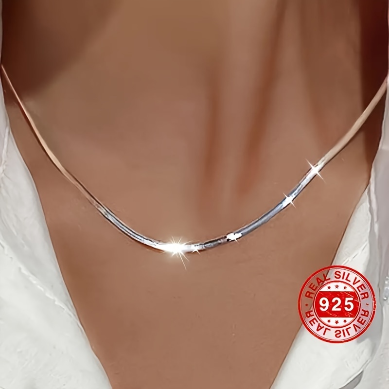 Hypoallergenic Luxury Accessory: Sterling Silver S925 Herringbone Style Chain Necklace