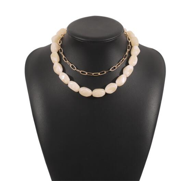 Colorful Stone Beaded Necklace Summer Personalized Fashion Stackable Women's Clavicle Necklace Holiday Banquet Jewelry Gift