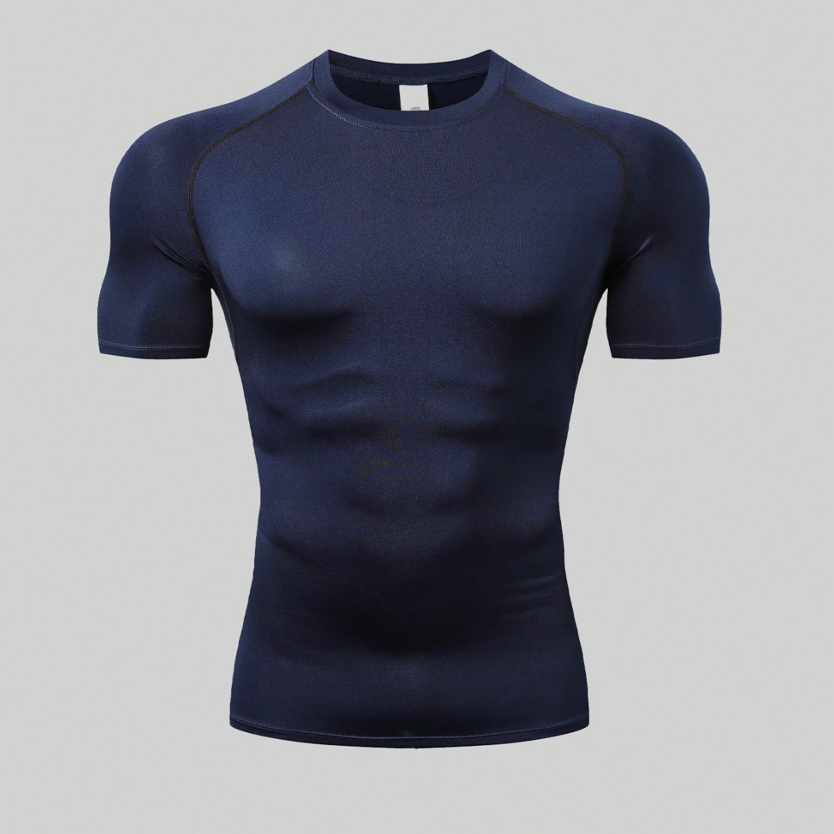 Summer men's t-shirt sports fitness suit, close-fitting short-sleeved high-elastic breathable quick-drying ice silk running base suit.