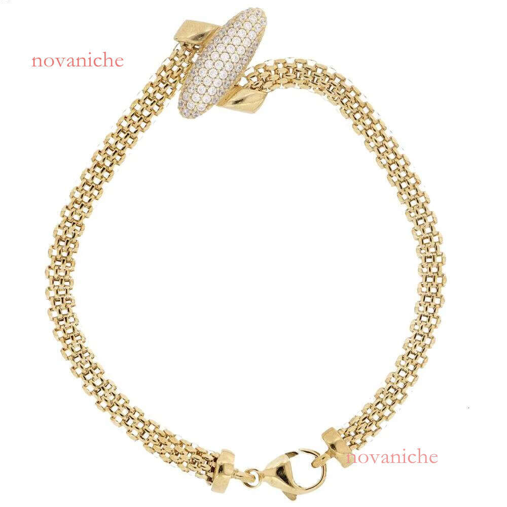 Made in Italy gold bracelet with fine inlaid zircon mesh design, handmade elegant women's accessory lobster clasp