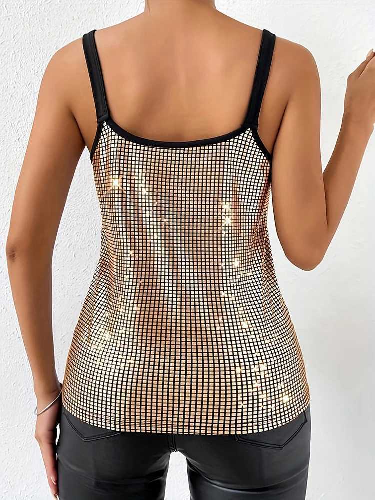 Women Sleeveless Sequined Nightclub Tank TopTanks CamisWomen Sexy Tank TopWhite Tops For Women2000s Clothes Y2k For Women M250513