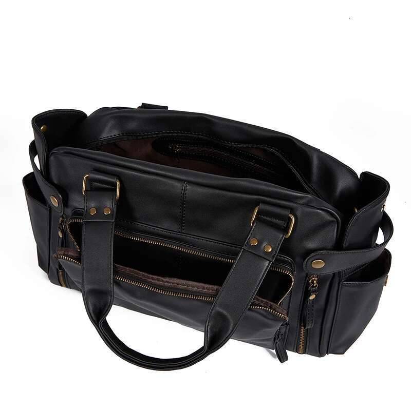 Male Travel Retro Handbag Shoulder PU Leather Big Messenger Bags High Quality Men's Lage Storage Crossbody BagLarge Capacity