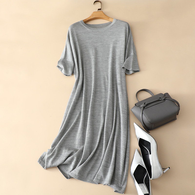 L500 Large size silk mulberry silk nightdress women's pajamas summer sexy home clothes mid-length dress summer lace
