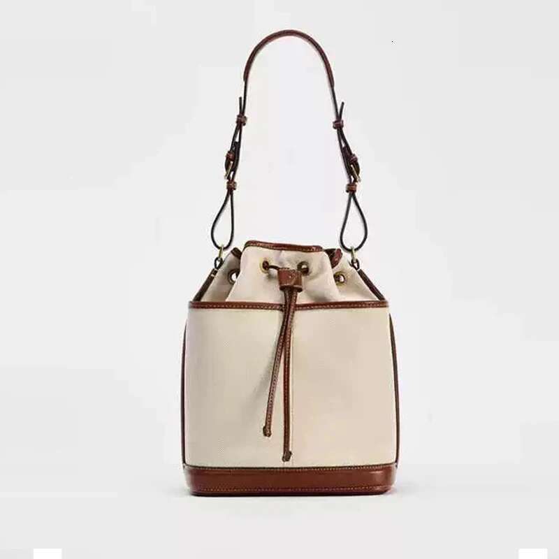 Vintage Denim Bucket Designer Canvas Women Shoulder Bags Drawsting Panelled Crossbody Bag Small Tote Shopper Purses 2025