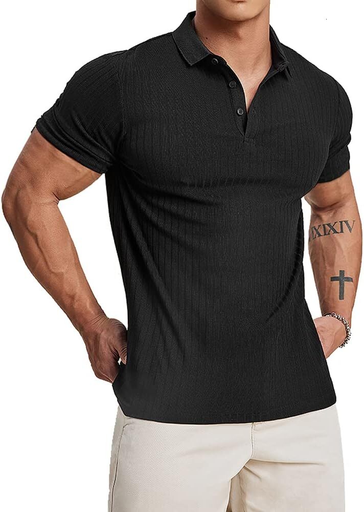 Mens Polo shirt Men's Cotton Muscle Shirts Slim Fit Business Casual Tee Long&Short Sleeve Polo V Neck Shirt Polos shirts tshirt Casual tops summe