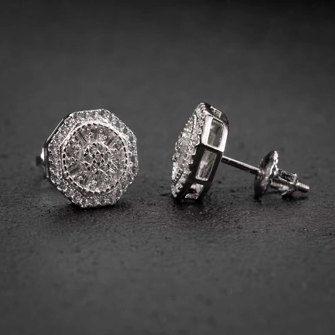Luxury Moissanite Hip Hop Earrings 925 Sterling Silver Iced Out Moissanite Earrings Men