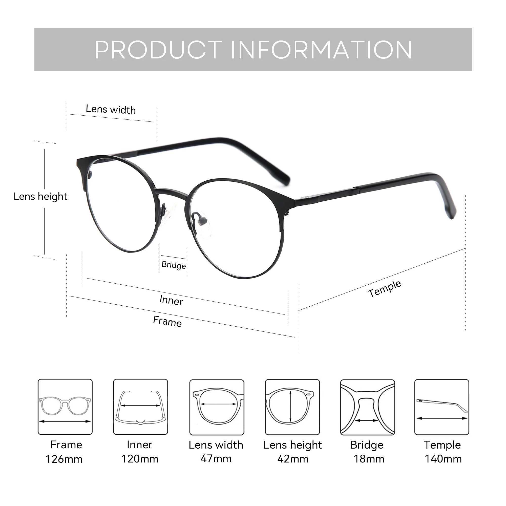 ZENOTTIC Fashion Metal Prescription Eyeglasses Men Glasses Women Myopia Hyperopia Progressive Anti-Blue Light W250513