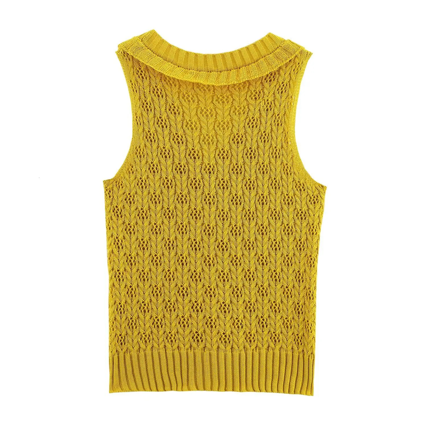 ZBZA Womens Knitted Cardigan Vest Slim Fit VNeck Sleeveless Solid Single Breasted Pocket Elastic Hem Top Spring Chic 250506