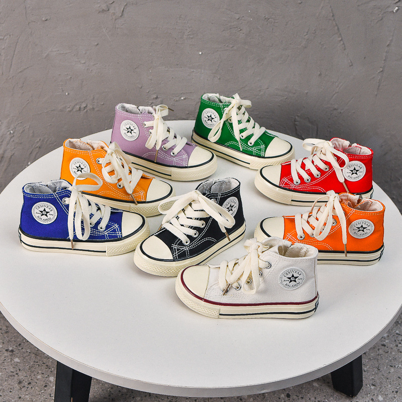 Kids Canvas Shoes for Girls Baby Boys Candy Color High Top Shoes Happysteps Sneakers Toddler Casual Summer Cloth Shoes Board Trainers Sizes US4C-4Y H0