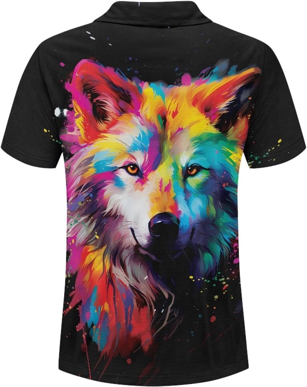 Mens Polo shirt JooMeryer Men's Galaxy Wolf Fox Cool Golf Shirts 3D Printed Button Up Short Sleeve Polo Shirt Tee Polos shirts