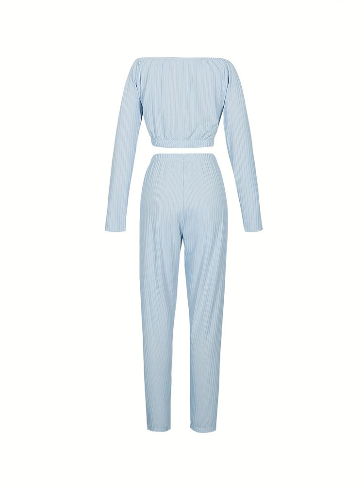 Plus size mesh twopiece nightclub set long sleeved crew collar top and straight pants sexy perspective womens nightlife 250427