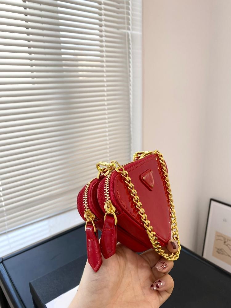 2025 New High Beauty Mini Lipstick Bag, Women's Fashion Triangle Shoulder Bag, Cross Shoulder Chain Bag, Decorative Bag, Small Wallet