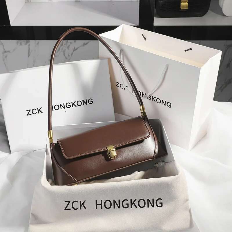 Armpit Retro Niche Design Solid Color One-Shoulder Portable Genuine Leather Women's Bag Spring And Summer Versatile