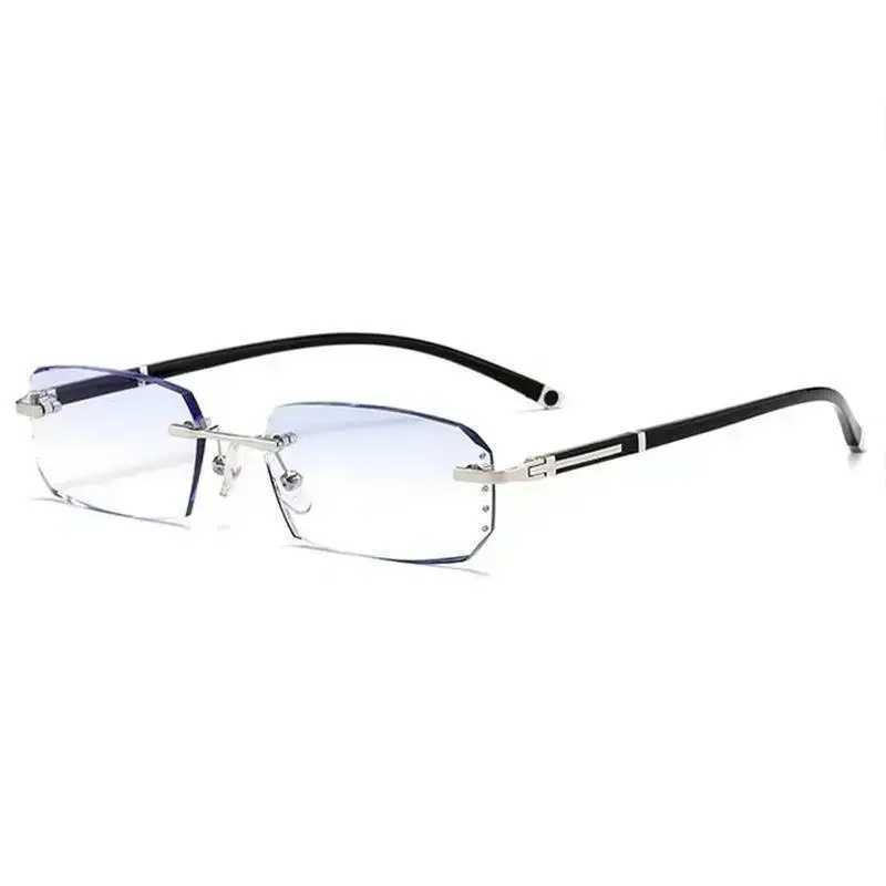 Diamond Cutting Myopia Glasses Anti Blue Light Rimless Computer Near Sight Eyeglasses Mens Finished Prescription Minus Eyewear W250513