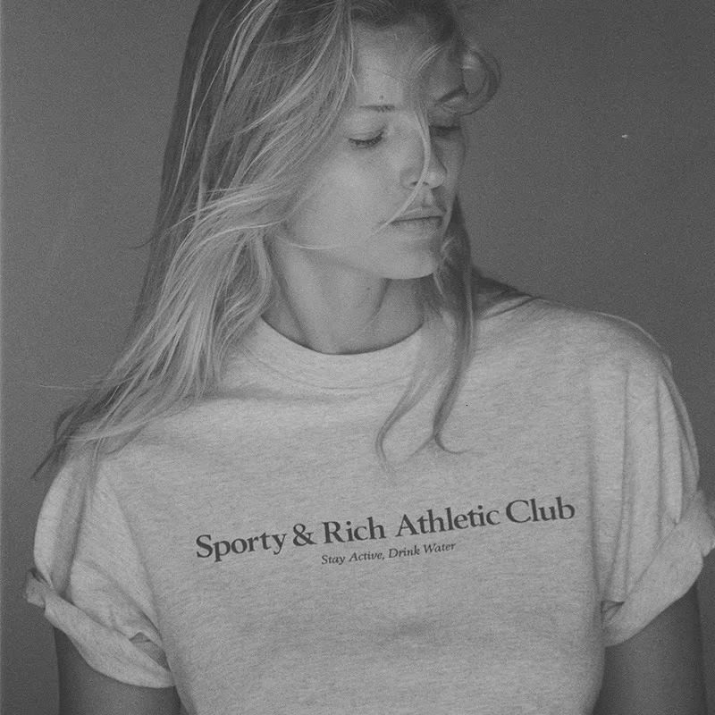 Sporty Rich Letter Graphic Print Men Women T-Shirt Summer Short Sleeve T-shirt Lady Pullover Classic Casual Femme Top 250513