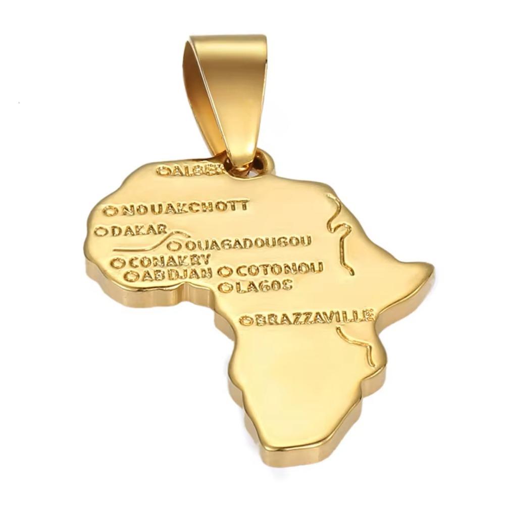 Twisted Necklace for Men Women Africa Map Pendant Gold Color Link Chain Fashion Gifts