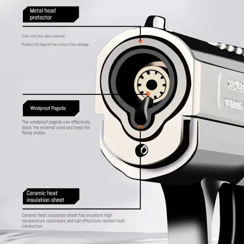 Mini Pistal Lighter with Keychain Windproof Jet Flame Cool Lighter Refillable Butane Gas Gun Lighters Smoking Accessories Y250513