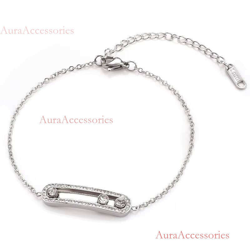Famous Brand Square Bar Design Sense Shape Pendant Paper Clip Women's Bracelet European and American Popula