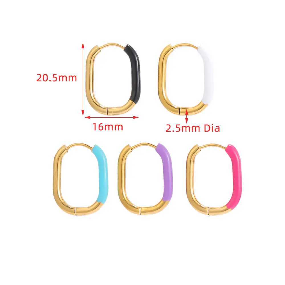 1 Pair Stainless Steel Colorful Enamel Women Hoop Earrings Gold Ear Cuff Jewelry Gifts Supplies Y250510