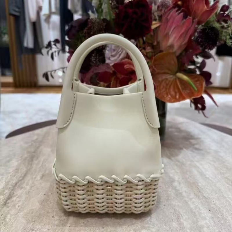 2025S designer spring/summer new L19 rattan white beige cowhide women woven handbag crossbody square box bag Free Shipping