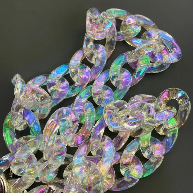 FishSheep DIY Iridescent Acrylic Chunky Chain Strap For Handbag Bags Resin Colorful Chain For Necklace Jewelry Accessories 250512