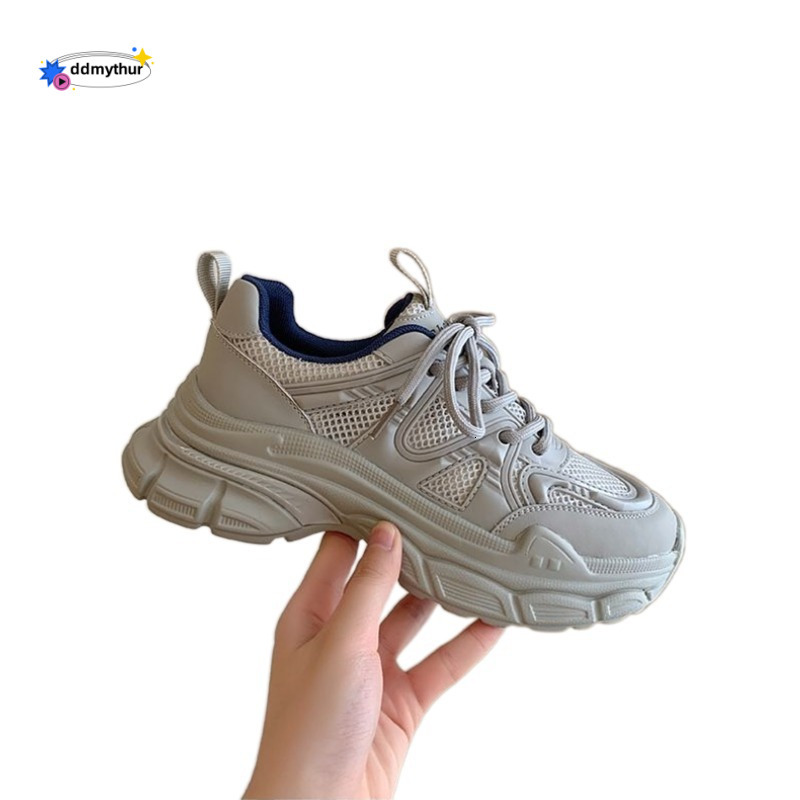 Forest style dad children's summer 2023 new student shoes, breathable mesh surface, Korean version thick soled small white shoes for women ddmyth