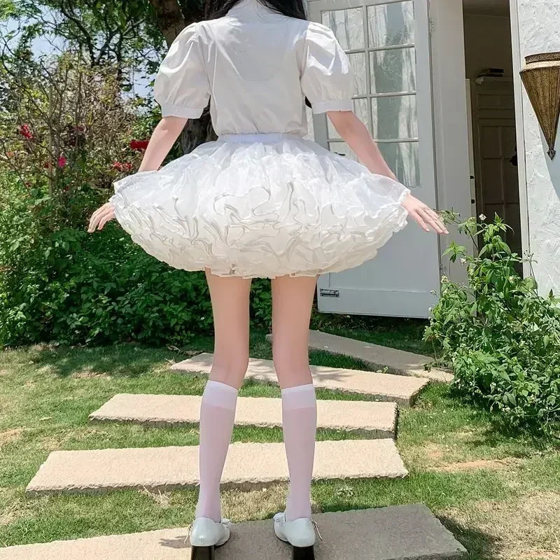 Multilayer Ruffled Petticoats for Women Fluffy Bubble Skirt Crinoline Underskirt No Hoop Boneless Lolita Puffy Mini 250513