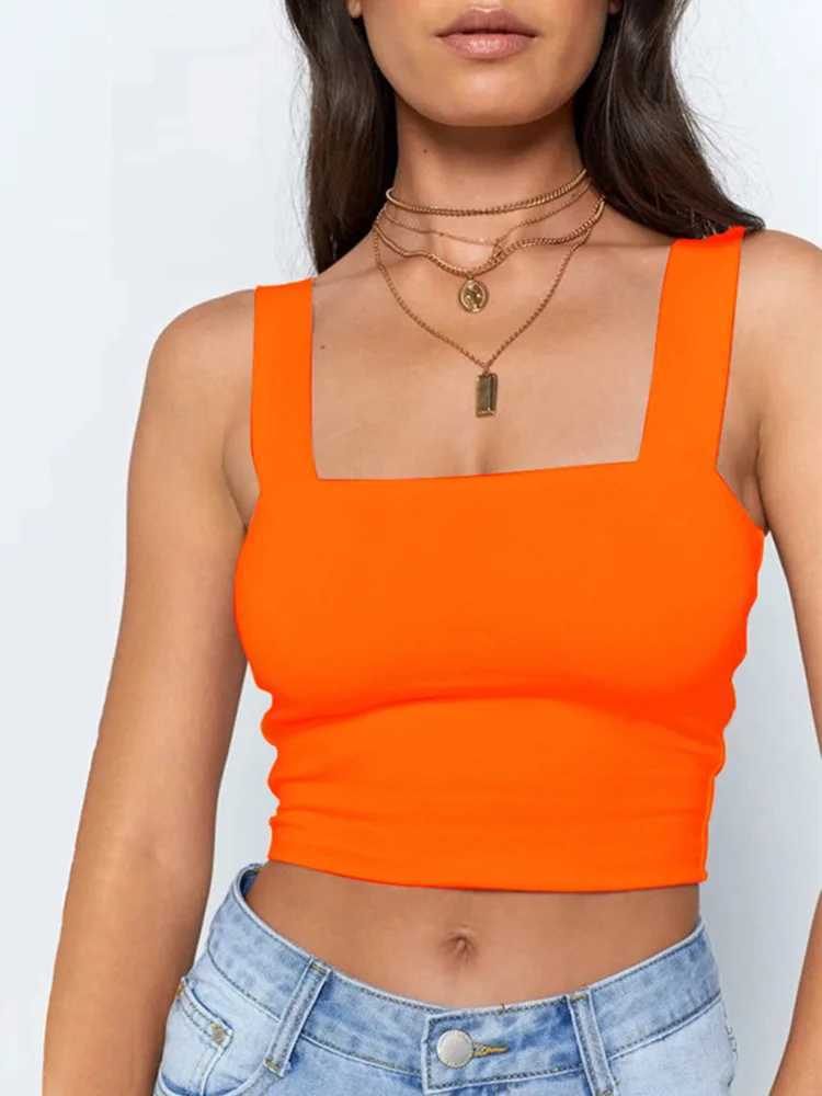 Square Neck Sleeveless Summer Crop Top White Women Black Casual Basic T Shirt Off Shoulder Cami Sexy Backless Tank Top M250512