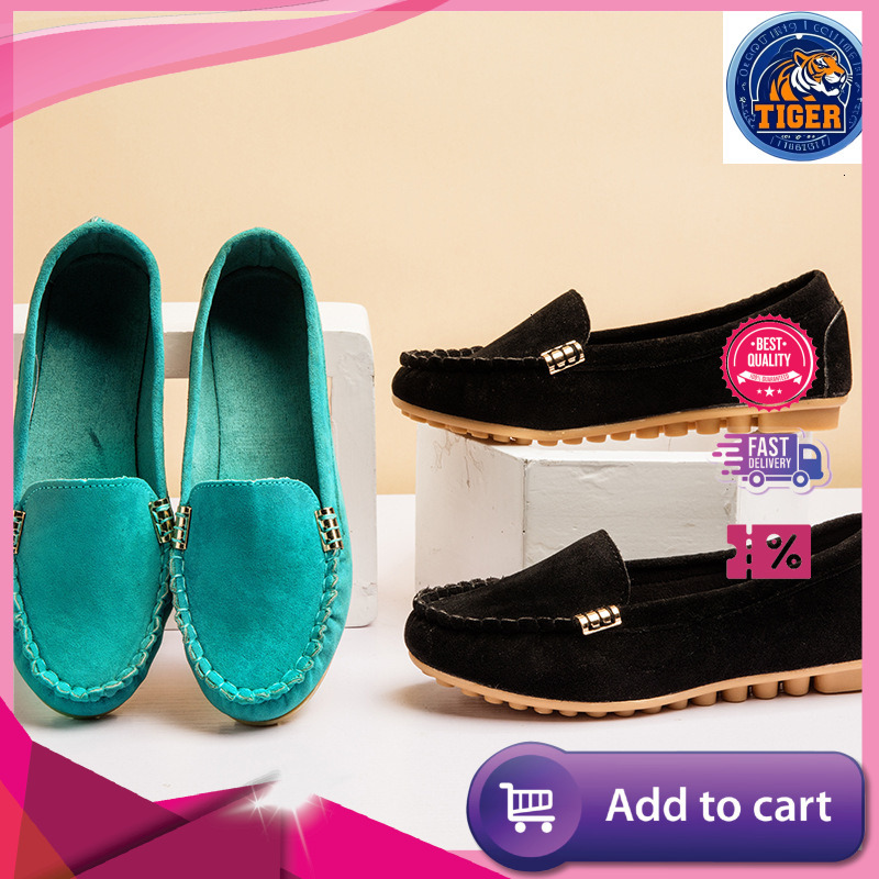 Ddmytiger Autumn Shallow Mouth Bean Flat Single One Foot Lazy Large Women S Shoes Outdoor Shoes